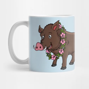 Cute cartoon wild boar and flowers Mug